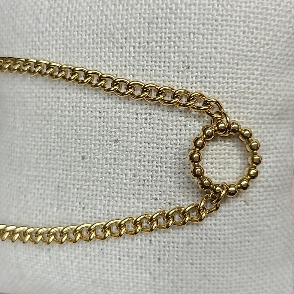 Circle Necklace Gold Tone Lightweight Classic Everyday Career Layering Piece New - Picture 3 of 4
